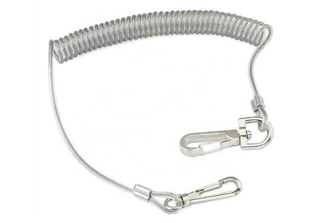 Retractable Fishing Stainless Wire Rope Inside Heavy Duty Coiled Lanyard With Lobster-2