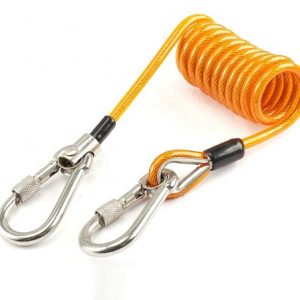 Retractable Fishing Stainless Wire Rope Inside Heavy Duty Coiled Lanyard With Lobster