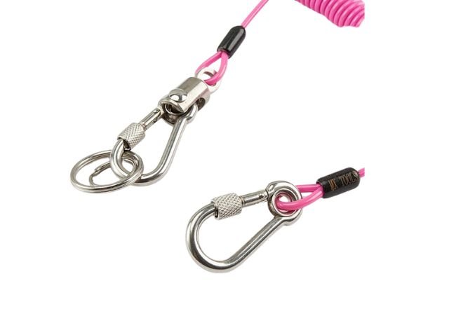 Retractable Fishing Stainless Wire Rope Inside Heavy Duty Coiled Lanyard With Lobster-6