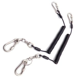 Stainless Steel Inside Double Ended Carabiner Coil Stretchy Lanyard
